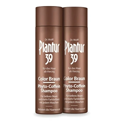 Abbildung von Plantur 39 Color Braun Phyto Coffein Shampoo 2 x 250 ml für braunes Haar kaschiert graue Haare Pflegeshampoo zur Vorbeugung vor menopausalem Haarausfall