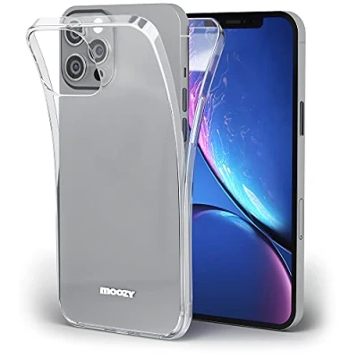 Abbildung von Moozy 360 Grad Hülle für iPhone 12 Pro Max Vorne und Hinten Transparenter TPU Ultra Dünne Weiche Silikon Handyhülle Case