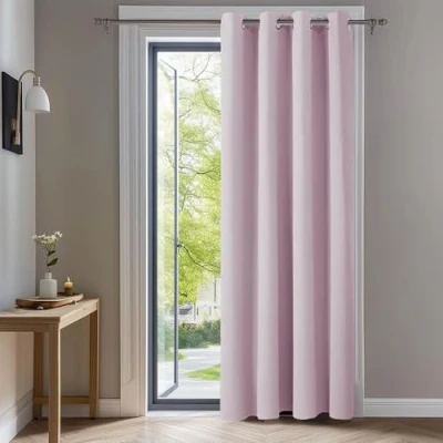 Abbildung von Deconovo Vorhang Blickdicht Ösen Gardinen Kinderzimmer Thermogardine Kälteschutz Ösen, 240x140 cm(HöhexBreite), Hellpink, 1 Stück