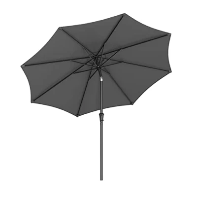 Abbildung von SONGMICS Sonnenschirm 270 cm, UPF 50+, Strandschirm, beidseitig um 30 knickbar, Sonnenschutz, mit Kurbel zum Öffnen/Schließen, für Terrasse, Balkon, Pool, ohne Ständer, grau GPU27GY