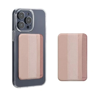 Abbildung von kwmobile 2X Stick on Kartenhalter für Smartphones Kunststoff Halter mit Halteband 57 x 90 mm Platz bis zu 4 Karten Metallic Rosegold