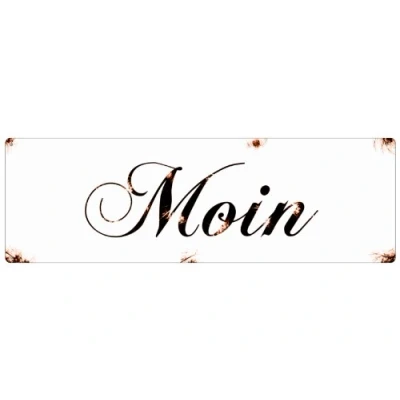 Abbildung von Interluxe METALLSCHILD Shabby Blechschild Dekoschild Moin Schild aus Metall Türschild Willkommensschild für Büro Gäste Besuch Freunde Familie Deko Eingang