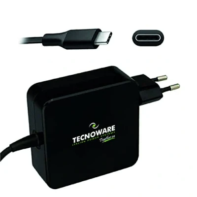 Abbildung von Tecnoware USB Typ C Universal Adapter , 65W Ladegerät Kompatibel mit MacBook Pro/Air, Asus, Lenovo, Samsung, Huawei Power Delivery Schutz vor Überladung Schwarz