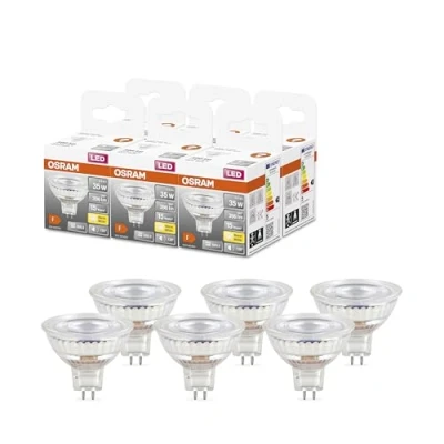 Abbildung von OSRAM Niedervolt LED Reflektorlampen MR16 mit Retrofit Stecksockel, 35 Watts Ersatz, GU5.3, 2700 Kelvin, Glass, 6 er Pack, Dark Gray
