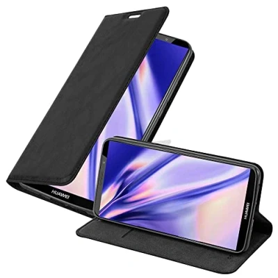 Abbildung von Cadorabo Hülle kompatibel mit Huawei Mate 10 PRO aus Premium Kunst Leder Flip Klappbare Stoßfeste Magnetische [Standfunktion] [Kartenfächern] Cover für Tasche in Schwarz