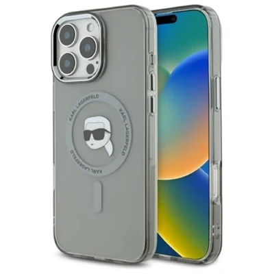 Abbildung von CG MOBILE Karl Lagerfeld KLHMP16LHLSKIK Hülle für iPhone 16 Pro 6.3&quot; Schwarz hardcase IML Metal Head