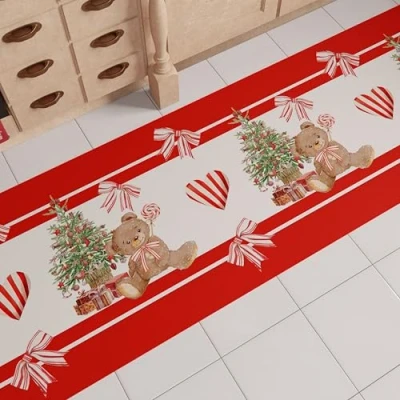Abbildung von PETTI Artigiani Italiani Weihnachts Küchenteppich, Weihnachtsküchenläufer, rutschfest und waschbar, Küchenteppich für Weihnachten, 52 x 140 cm, hergestellt in Italien