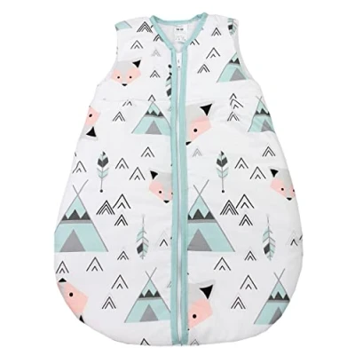 Abbildung von TupTam Ganzjahresschlafsack 2.5 TOG wattiert ärmellos Baby Schlafsack OEKO TEX, Farbe: Grau/Fuchs Mint, Größe: 68 74