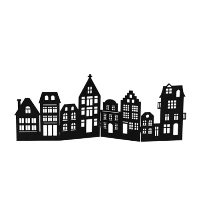 Abbildung von Spetebo Dekoobjekt Deko Holz Skyline klappbar 50 x 22 cm schwarz (Packung, 1 St., 1tlg), Weihnachts Stadt Silhouette zur Tischdekoration
