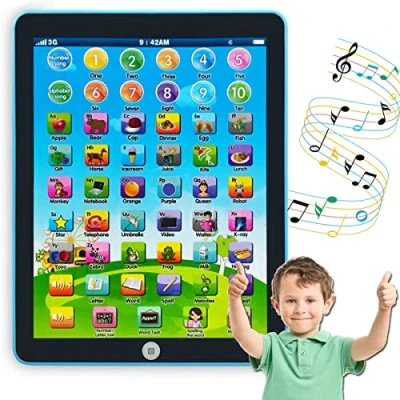 Abbildung von GAGINAN Kinder Lernpad/Tablet Interactive Kleinkind Spielzeug mit Words Zahlen Alphabete Songs Englisch Elektronisches Lernspielzeug für Jungen und Mädchen im Vorschulalter 3 8 Jahre (Blau)