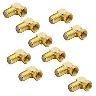 Abbildung von conecto 90 Grad Winkeladapter F Stecker auf Buchse, Adapter zum Abwinkeln eines Anschlusses vergoldet (10 Stück)