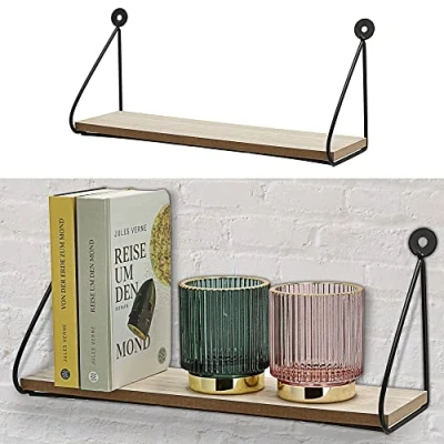 Abbildung von Cepewa Wandregal zum Aufhängen 30x9x13cm Eisen MDF Regal Ablage Wandboard