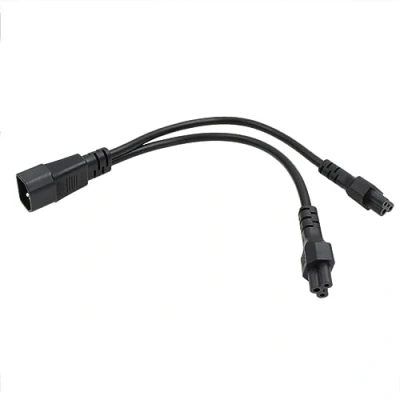 Abbildung von HangTon UPS PDU zu Laptop Computer AC Adapter Stromkabel Y Splitter Kabel IEC320 C14 2X C5 Mickey Mouse für 250V 2.5A 12&quot;