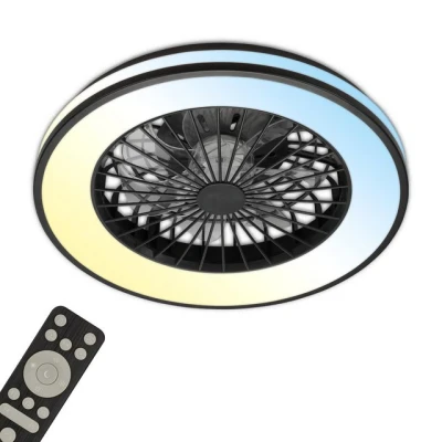 Abbildung von BRILONER CCT Deckenventilator mit Beleuchtung 5 Geschwindigkeiten, Fernbedienung, Dimmbar, Timer, Schlafzimmerlampe, Wohnzimmerlampe, Deckenlampe Ventilator, 48,5x14,5 cm (DxH), Schwarz