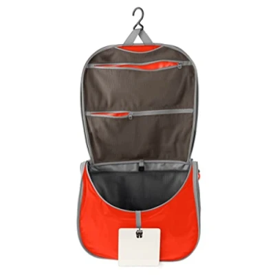 Abbildung von SEA TO SUMMIT Kulturtasche zum Aufhängen L Leicht &amp; Wasserabweisend Bruchsicherer Spiegel Netztasche Aus Ultra Sil Nylon Reißverschlüsse Griffe Reisen Spicy Orange 114g
