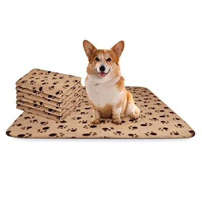 Abbildung von Nobleza 6 x Hundedecke Weiche Fleecedecke Waschbare Deck für Haustier Hunde Katzen Welpen Warme Matte, Beige, 75 * 75cm