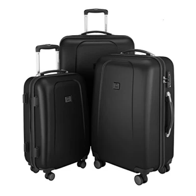 Abbildung von HAUPTSTADTKOFFER Wedding 3er Koffer Set Trolley Rollkoffer Reisekoffer, TSA, Doppelrollen, (S, M &amp; L), Schwarz