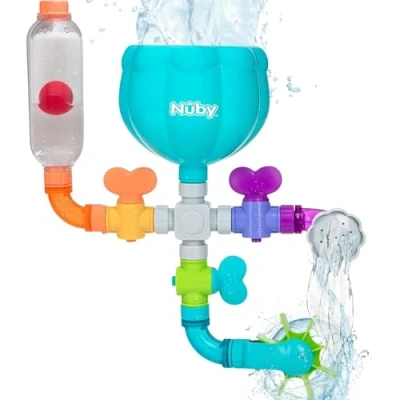 Abbildung von Nuby Wacky Waterworks Bade Spielzeug mit Saugnapf Kognitives Wachstum für Kinder Interaktives Wasserspielzeug Spaßig und lehrreich Ab 3 Jahren