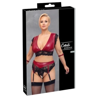 Abbildung von Bralette plus Straps String ouvert im edlen Mattlook mit Spitze