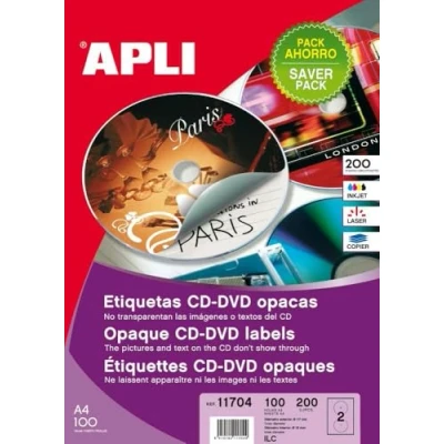 Abbildung von Apli 200 Stück klassische CD/DVD Etiketten Full Cover 117/18