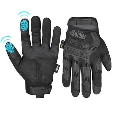 Abbildung von FREE SOLDIER Sport Handschuhe Taktische Motorradhandschuhe Herren Halbfinger mit gepolstertem Ideal für Fahrrad Airsoft Militär Paintball Kletter und andere Outdoor Aktivitäten(XL,Schwarz)