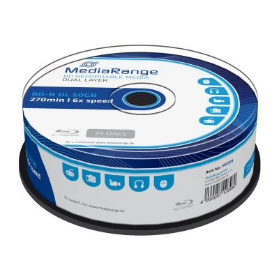 Abbildung von BD R 50GB MEDIARANGE Blu Ray Recordable 6x Speed Cakebox 25 Stück