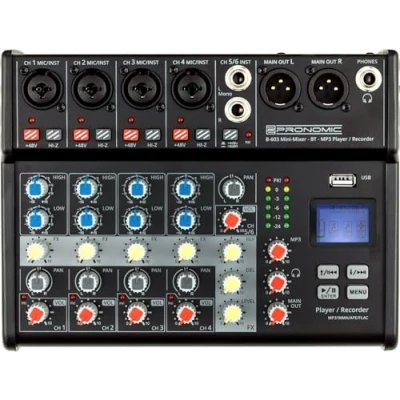 Abbildung von Pronomic Mischpult B 603 6 Kanal Mini Mixer Live/Studio DJ Mixer, mit Bluetooth und USB Recording