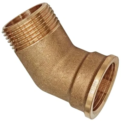 Abbildung von Winkel 45 Grad mit 1/2 Zoll Außengewinde und Innengewinde 1/2&quot; AG IG Gewinde Schraub Fitting aus Messing