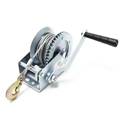 Abbildung von Wiltec Handseilwinde bis 350kg Übersetzung 3,2:1 120x138x192mm, Winde mit 10m Drahtseil, Seilwinde handbetrieben, Handseilzug effizient, Forstseilwinde