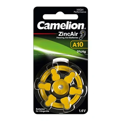 Abbildung von Camelion 15056010 Zink Luft Knopfzellen ohne Quecksilber A10/ZL 10/1,4 Volt, 6er Pack
