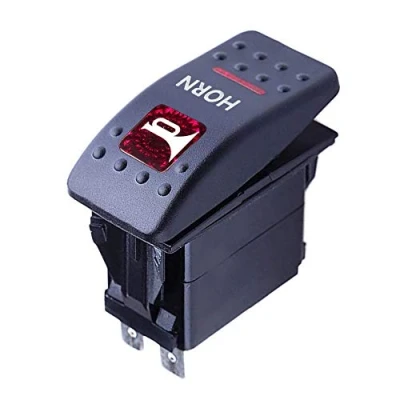 Abbildung von Mintice™ 12V KFZ Red LED Licht Beleuchtet Wippenschalter Kippschalter Auto Armaturenbrett Schalter Momentschalter Horn Light