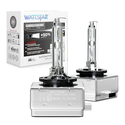 Abbildung von wattstar D1S 6000K, Xenonlampe Ersatzlampe, HID Xenonlampe, 35W Scheinwerferlampe, IP68 wasserdicht.…