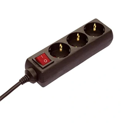 Abbildung von as Schwabe 3 fach Steckdosenleiste schwarz mit Schalter 230 V / 16 A Mehrfachstecker 1,4 m Leitung &amp; Berührungsschutz Steckdosen 45 gedreht Mehrfachsteckdose Indoor IP20, 11362