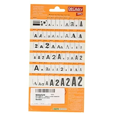 Abbildung von Buchstaben und Zahlenetiketten, Farbe: schwarz 2,5 mm weiß