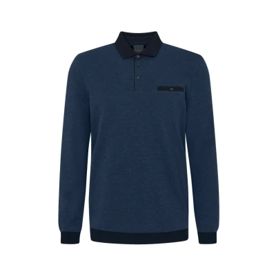 Abbildung von bugatti MIT Strukturkragen Poloshirt, Herren, Größe: Large, Marine