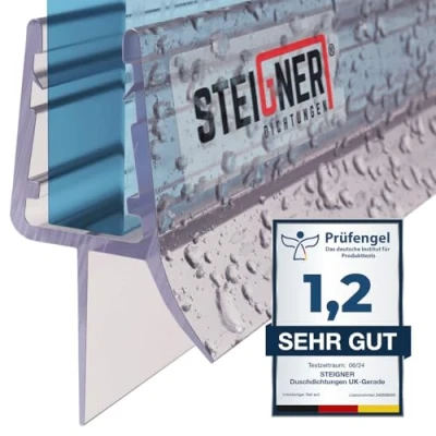 Abbildung von STEIGNER Duschdichtung, 80cm, Glasstärke 6/7/ 8 mm, Gerade PVC Ersatzdichtung für Dusche, UK03