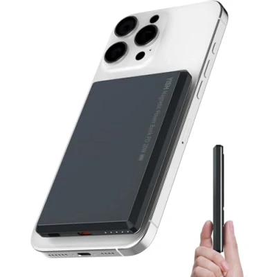 Abbildung von YISH Mag Safe Powerbank Magnetic Wireless: 5000mAh Ultra Slim Magnetische Power Bank, Portable Externe Akkupack PD 20W mit Schnellladung USB C, Kompatibel iPhone 16/15/14/13/12 Pro Max/Pro/Mini