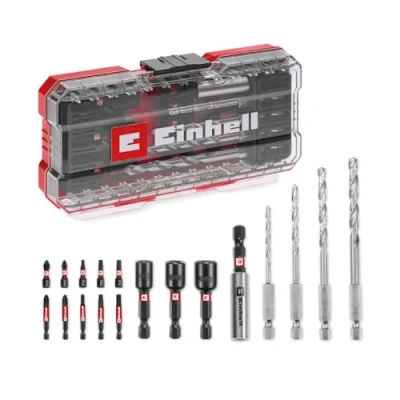 Abbildung von Original Einhell S CASE 18 tlg. schlagfestes Zubehör Set (25 mm Bits, 50 60 Bithalter, Steckschlüssel, Metallbohrer inkl. Aufbewahrungsbox)
