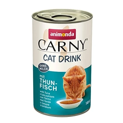 Abbildung von animonda Carny Cat Drink, Ergänzungsfuttermittel für Katzen, Katzen Suppe mit Thunfisch, Katzenfutter nass, 24 x 140 ml, Braun