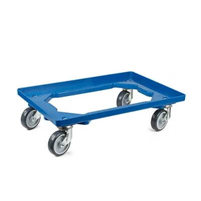 Abbildung von aidB Kunststoff Transportroller Offen Blau mit Gummiräder, 4 Lenkrollen Einzel