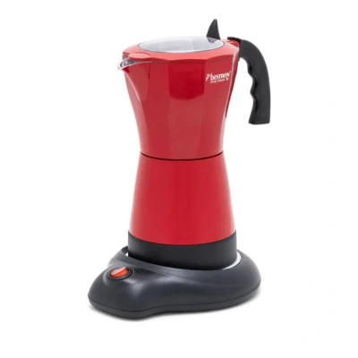 Abbildung von Bestron Elektrischer Espresso Kocher mit Basis, Viva Italia, Für 6 Espressotassen: 180 ml, 480 Watt, Aluminium, Rot