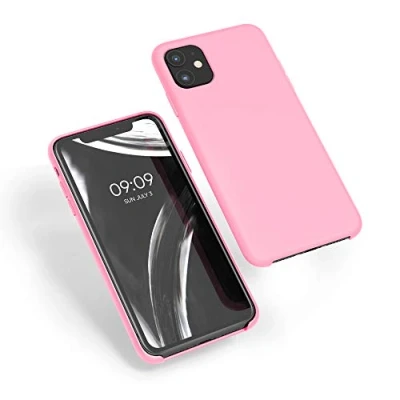 Abbildung von kwmobile Hülle kompatibel mit Apple iPhone 11 Silikon Handy Case Handyhülle weiche Oberfläche kabelloses Laden Hellrosa