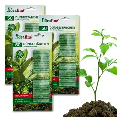 Abbildung von floraline® 150x Grünpflanzen Düngestäbchen pro Stäbchen: Dünger für bis zu 100 Tage prächtige Blumen mit Wachstum und gesundem Aussehen Stäbchen Sehr schonende &amp; kinderleichte Anwendung