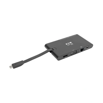 Abbildung von Eaton Tripp Lite Series USB C Dock 4K HDMI, VGA, 3.2 Gen 1, A/C Hub, GbE, Memory Card, 100W PD Charging