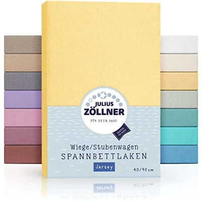 Abbildung von Julius Zöllner Jersey Spannbettlaken für Wiegen 90x40cm und Stubenwagen, 100% Baumwolle, STANDARD 100 by OEKO TEX, banana