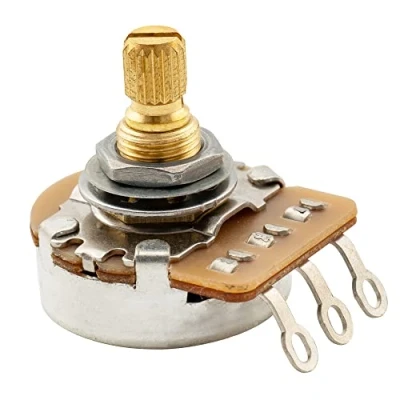 Abbildung von Musiclily Pro HD A250K Messing Metrisch Grob 18 Zähne Short Split Shaft Poti Audio Taper Potentiometer für E Gitarre und Bass