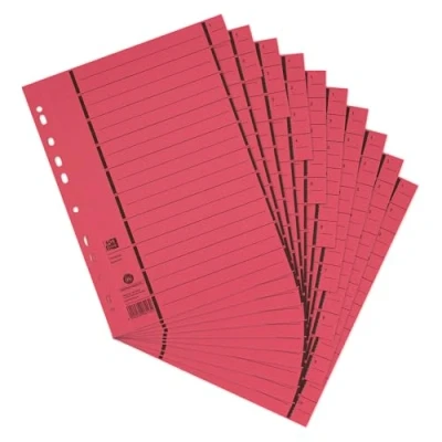 Abbildung von Oxford Trennblätter A4 aus Karton mit Perforation, rot, 100 Stück