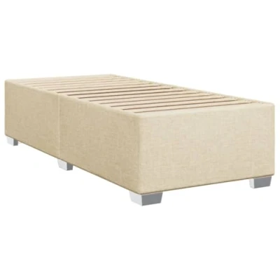 Abbildung von vidaXL Bettgestell, Bett mit Bettfüße Lattenrost, Polsterbett für Schlafzimmer, Einzelbett Bettrahmen, Modern, Creme 90x190cm Stoff