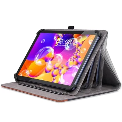 Abbildung von DLveer Universal Hülle für HotLight Tablet 10 Zoll/SGIN Tablet/TPZ Tablet/Fullant Tablet/Lville Tablet/Mouikei Tablet, Multi Viewing Angle PU Leder Schutzhülle 11 Zoll Hülle, Schwarz
