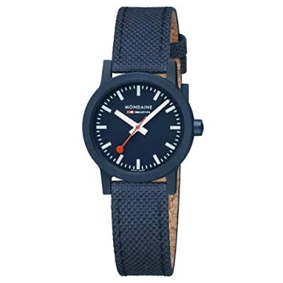 Abbildung von Mondaine Damen Analog Quartz Uhr mit Stoff Armband MS132140LD, Blau